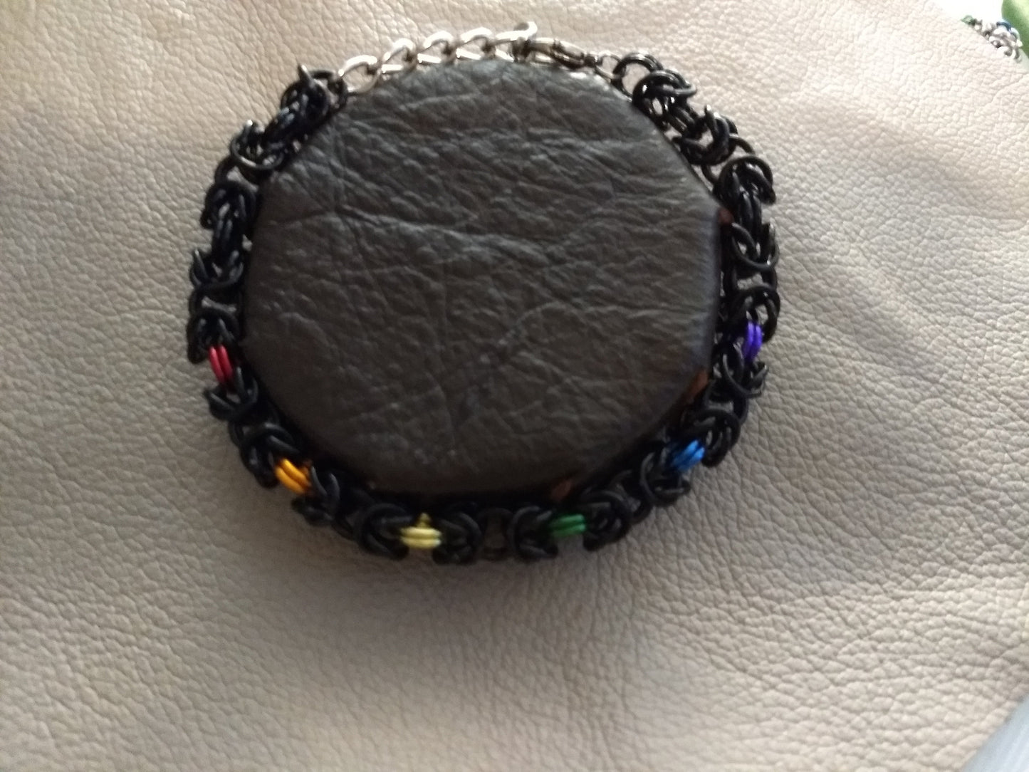 Byzantine Chainmail Pride Bracelets Chainmail Bracelets Dragon & Wolf Designs Black Anodized Aluminum