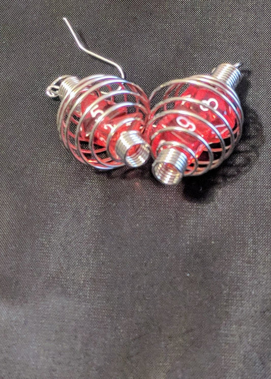 Gaming Dice Dangle Earrings Dangle Earrings Dragon & Wolf Designs red