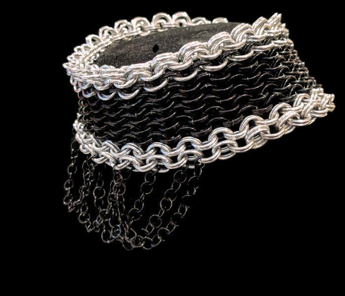 Kings mail handcrafted chain mail choker in black and silver Chainmail Necklaces Dragon & Wolf Designs