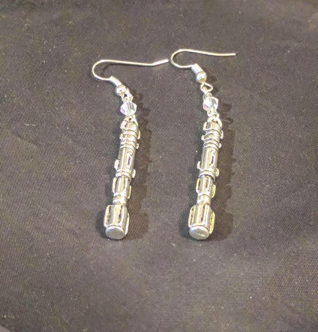 Silver Futuristic Screwdriver Dangle Earrings Fantasy/SciFi Jewelry Dragon & Wolf Designs