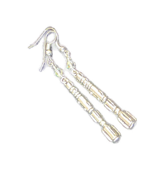 Silver Futuristic Screwdriver Dangle Earrings Fantasy/SciFi Jewelry Dragon & Wolf Designs