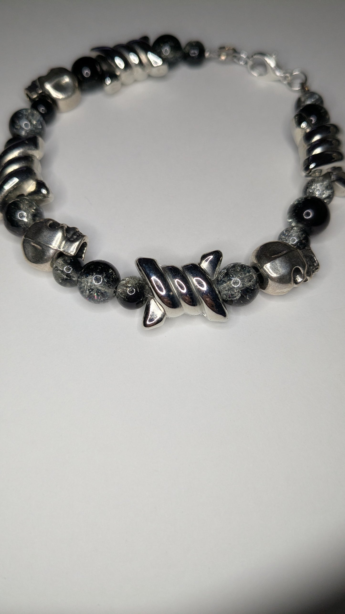Skull and Barbwire Beaded Bracelet