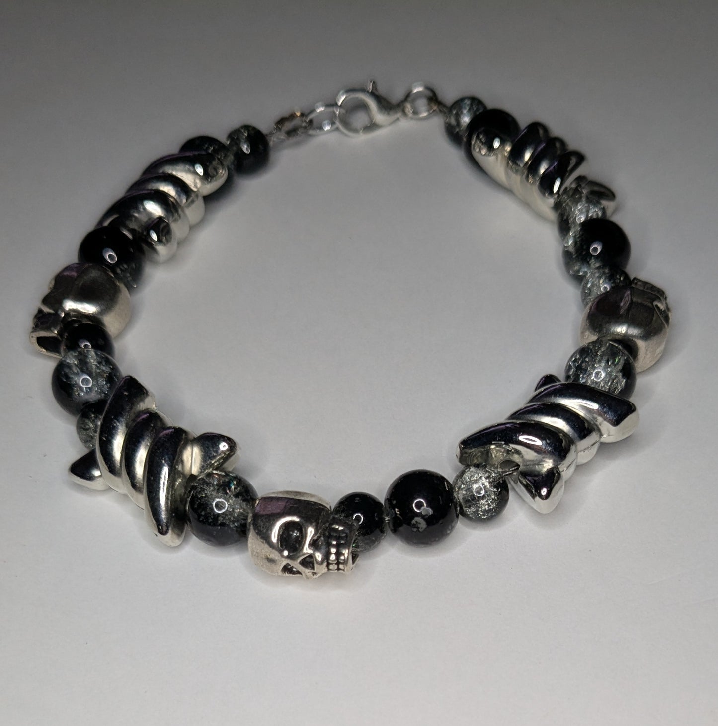Skull and Barbwire Beaded Bracelet