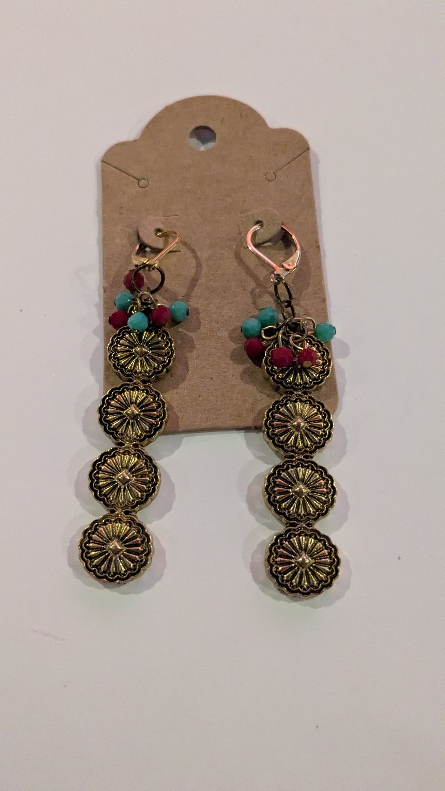 Golden Floral Cartouche Dangle Earrings