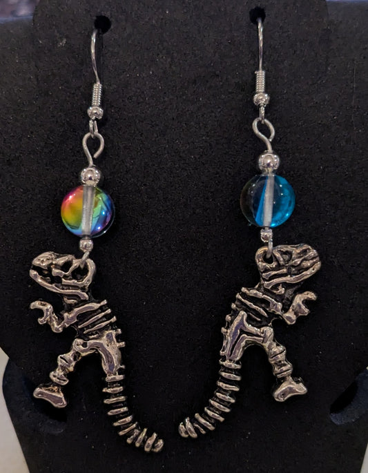 Skeleton Dinosaur Dangle Earrings