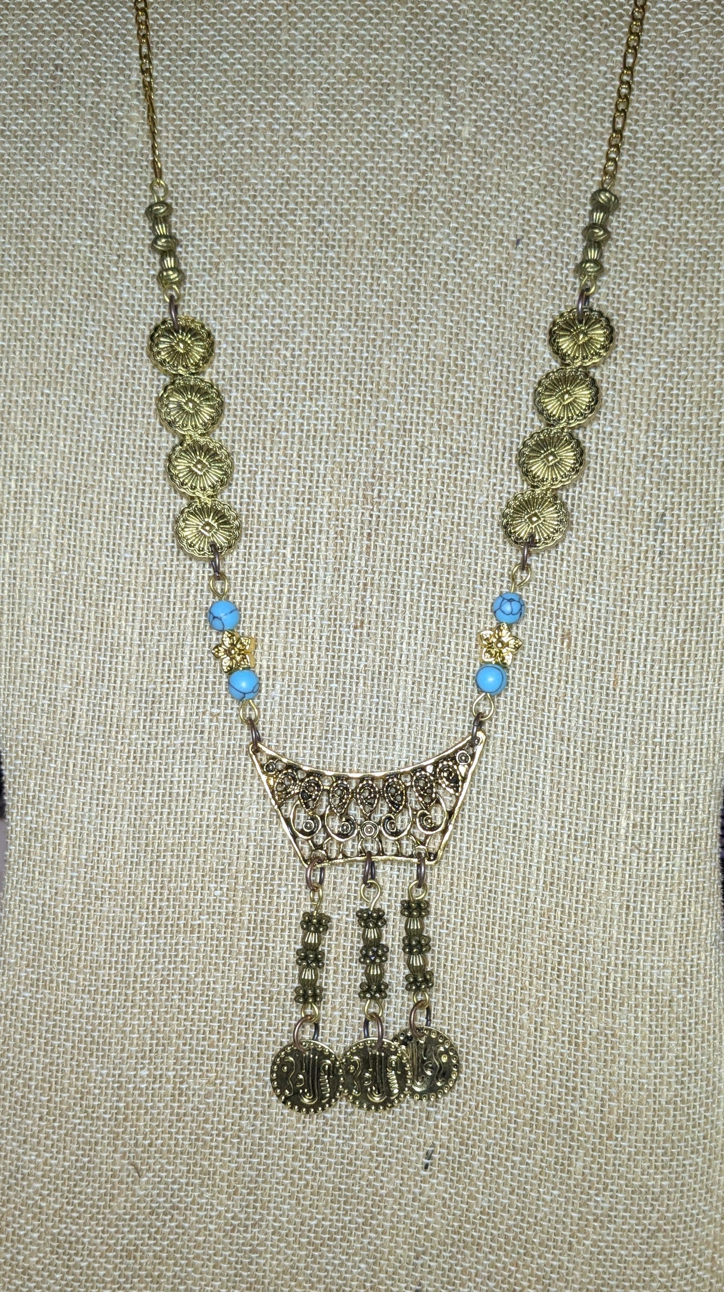 Ornate Beaded Chain Link Necklace