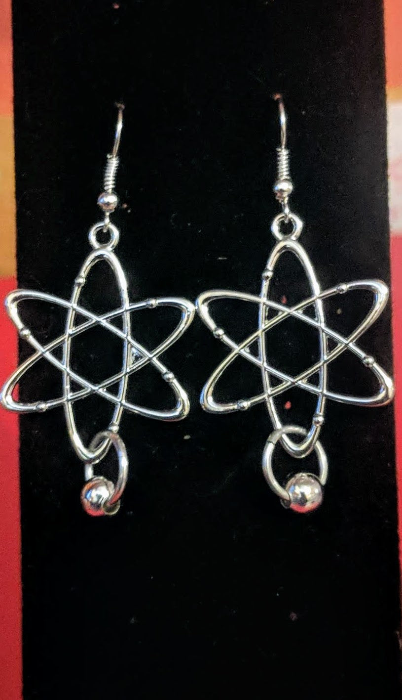 Atomic symbol dangle earrings Dangle Earrings Dragon & Wolf Designs SILVER W SILVER BEAD FRENCH HOOK
