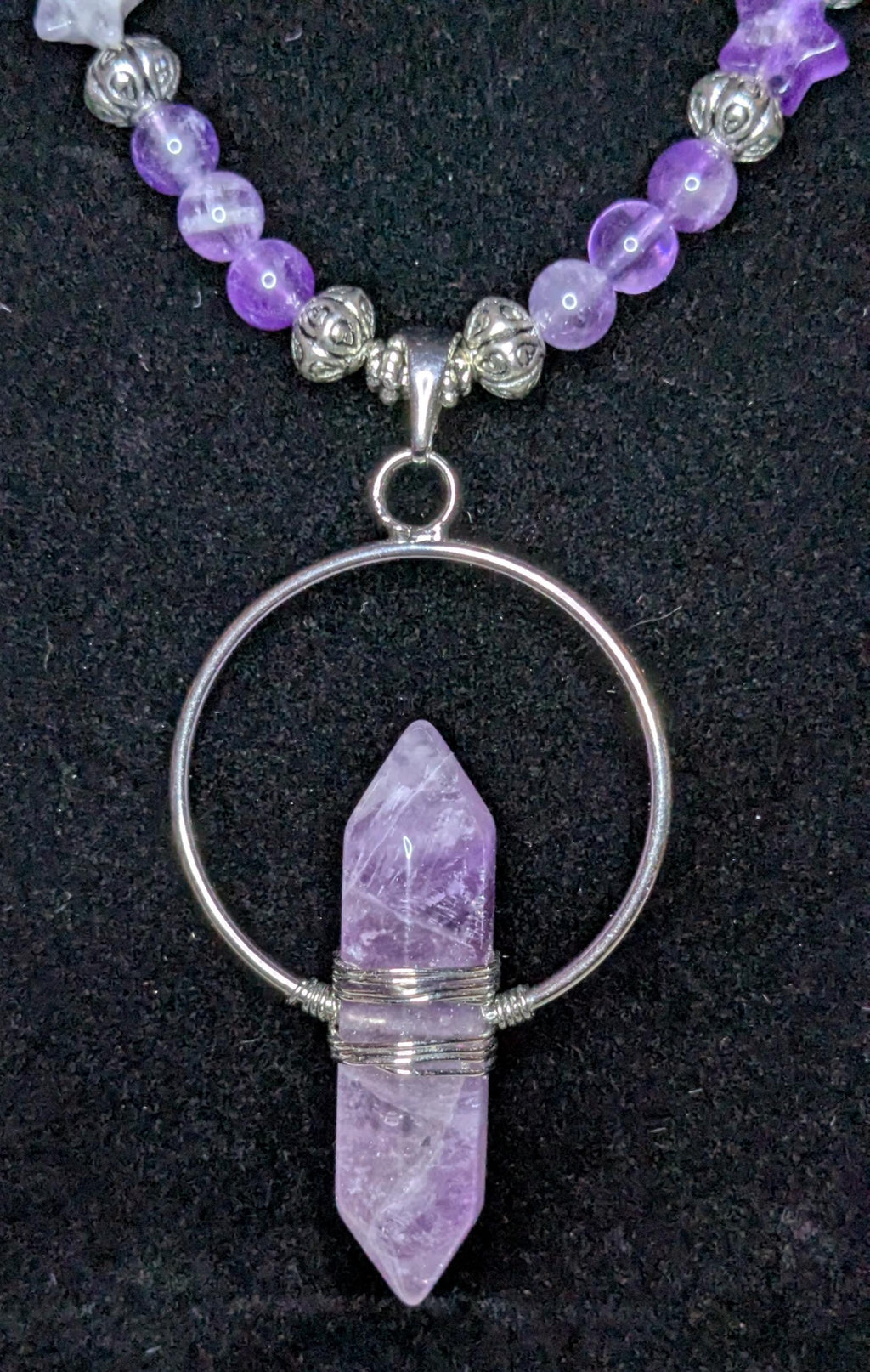 Amethyst Beaded Jewelry Set with Necklace Bracelet and Earrings