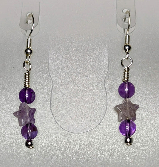 Amethyst Beaded Jewelry Set with Necklace Bracelet and Earringss