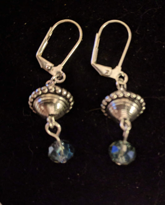 Silver Flying Saucer Dangle Earrings