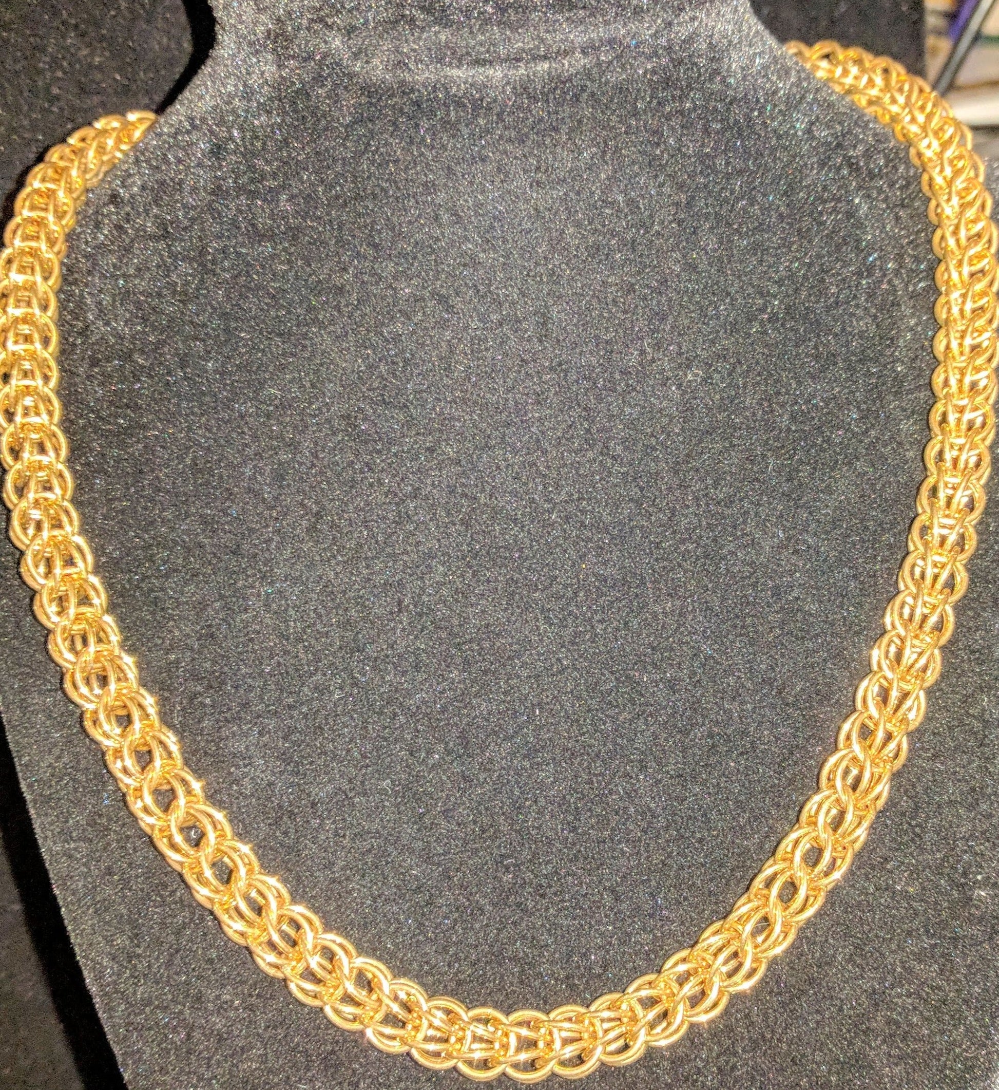 Persian weave chainmail necklaces Chainmail Necklaces Dragon & Wolf Designs Brass  