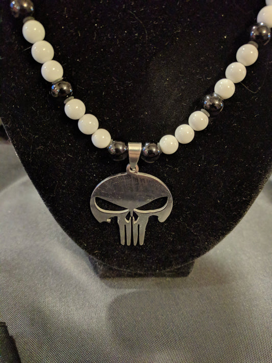 Stainless Steel Skull Pendant Beaded Necklaces Dragon & Wolf Designs   