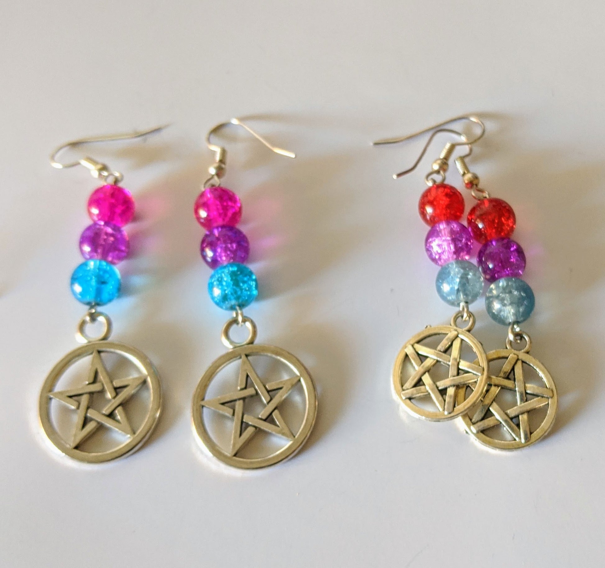Pentagram Pagan Wiccan Spiritual Dangle Earrings Dangle Earrings Dragon & Wolf Designs   