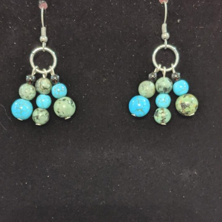 African turquoise and turquoise beaded dangle earrings Gemstone Earrings Dragon & Wolf Designs   