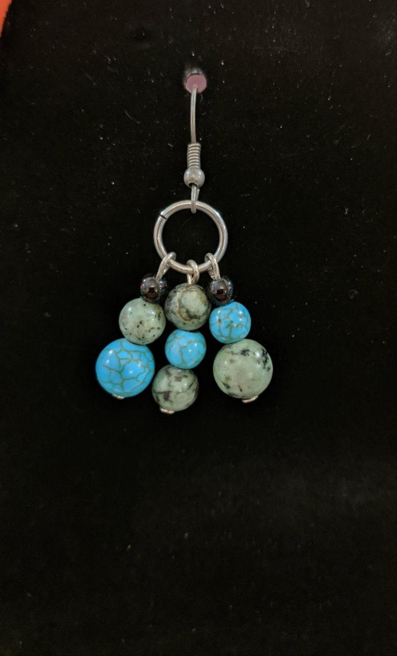 African turquoise and turquoise beaded dangle earrings Gemstone Earrings Dragon & Wolf Designs   