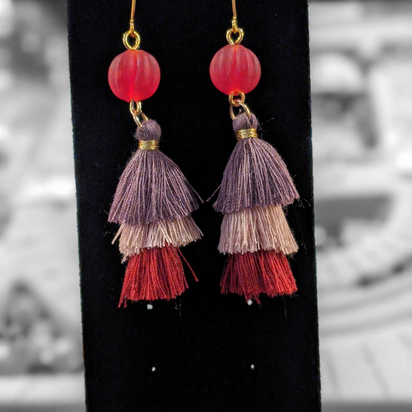 Sassy Autumn Tassel Dangle Earrings Dangle Earrings Dragon & Wolf Designs   