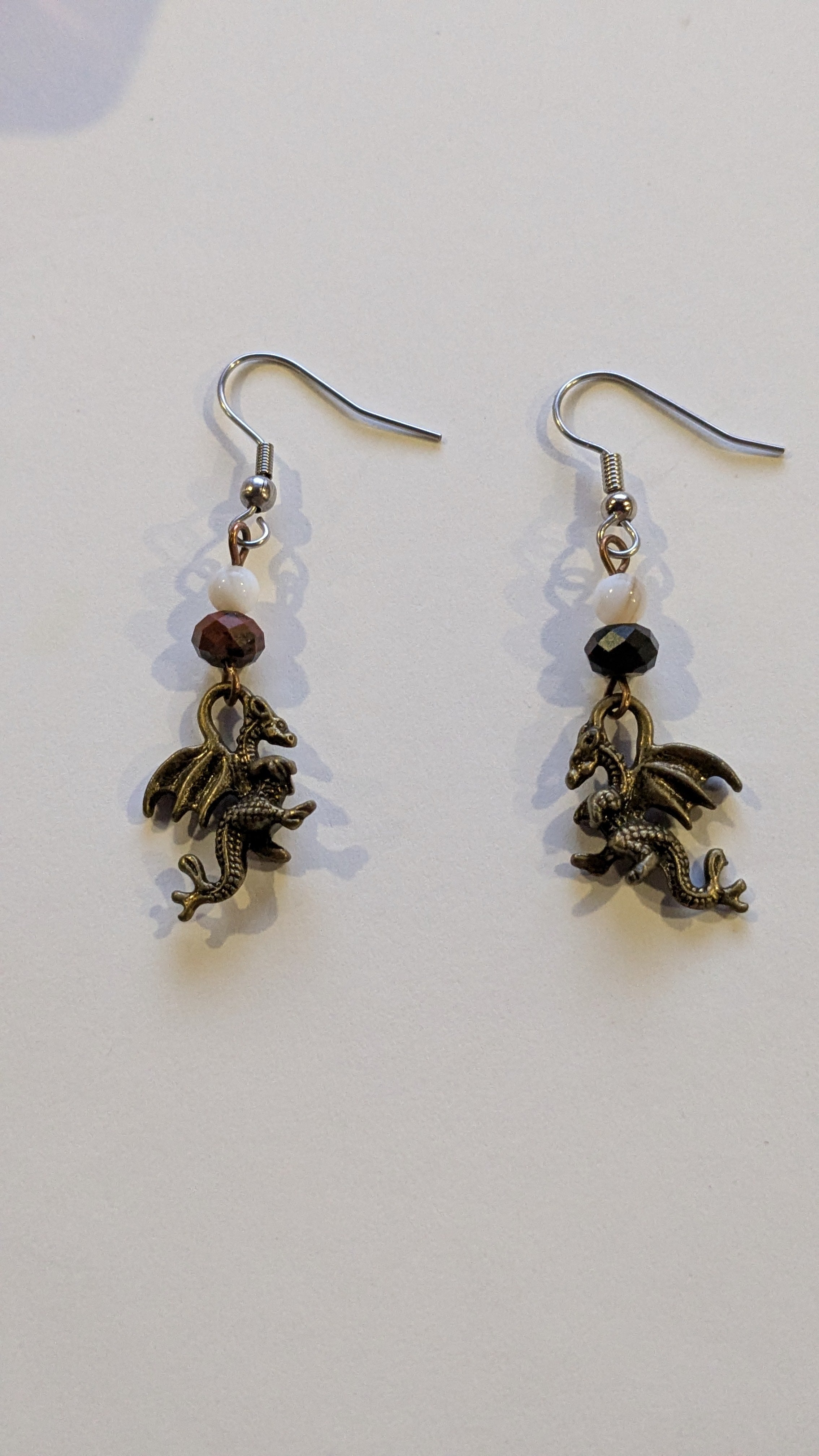 Bronze Dragon Beaded Earrings