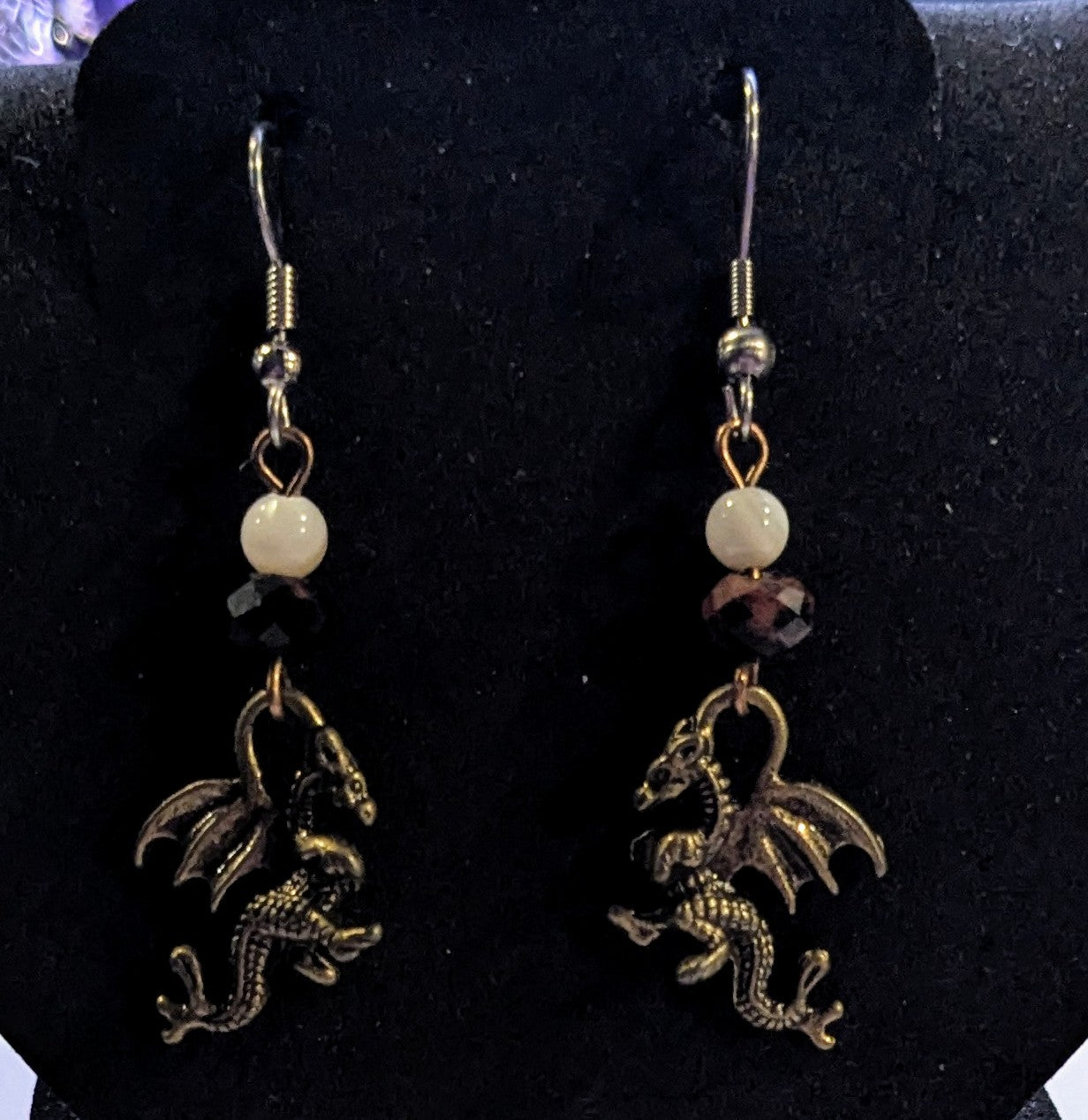 Bronze Dragon Beaded Earrings