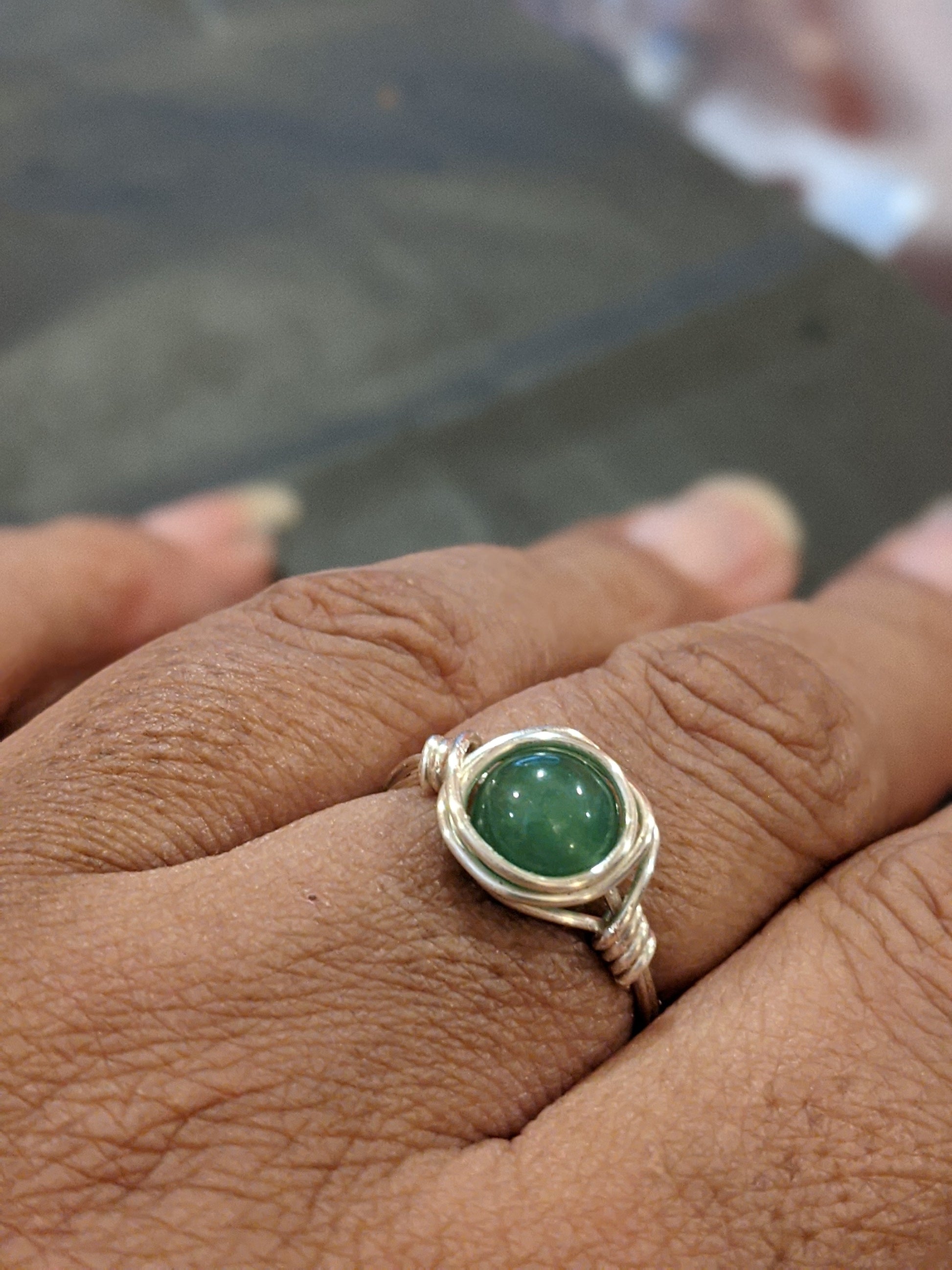 Wire Wrapped Gemstone Rings Rings Dragon & Wolf Designs Aventurine  