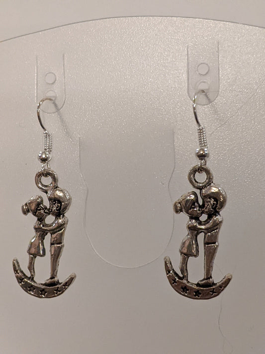 Romance on the moon Dangle Earrings Dangle Earrings Dragon & Wolf Designs   