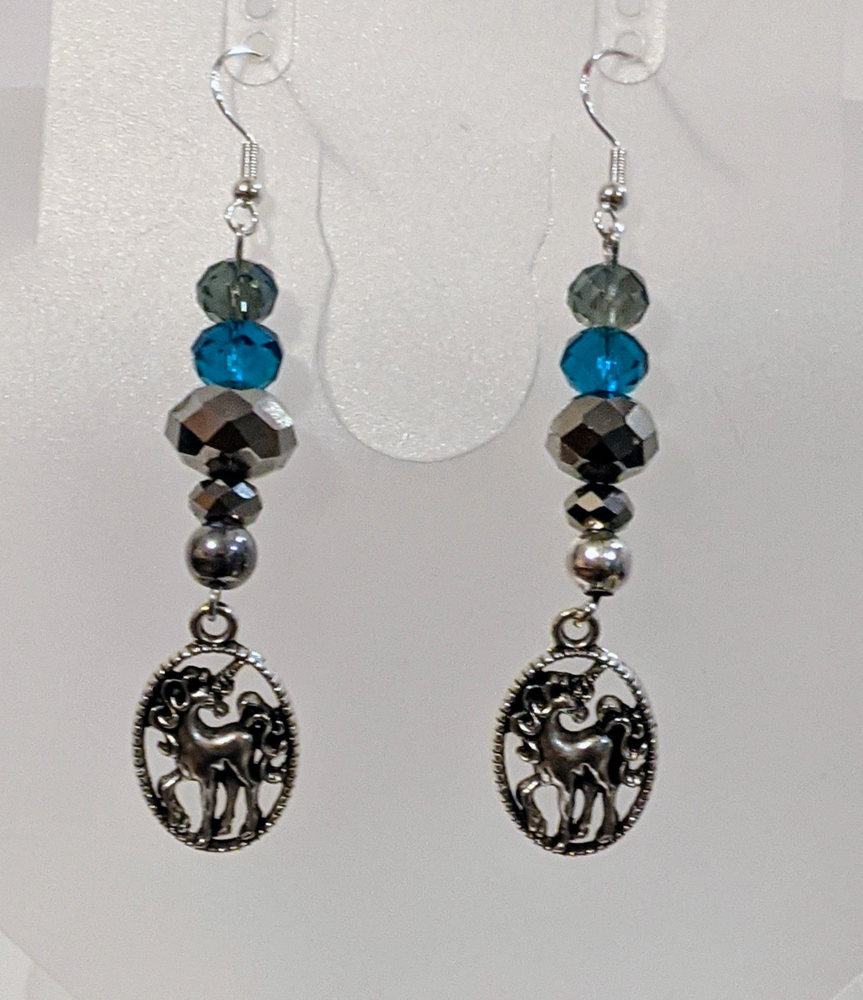 Super Sparkly Unicorn Dangle Earrings Beaded Earrings Dragon & Wolf Designs   