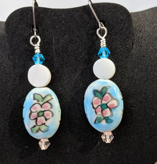 Hand painted porcelain beaded earrings Beaded Earrings Dragon & Wolf Designs   