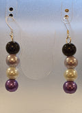 Beaded Dangle Earrings Beaded Earrings Dragon & Wolf Designs Black, grey, white, purple  