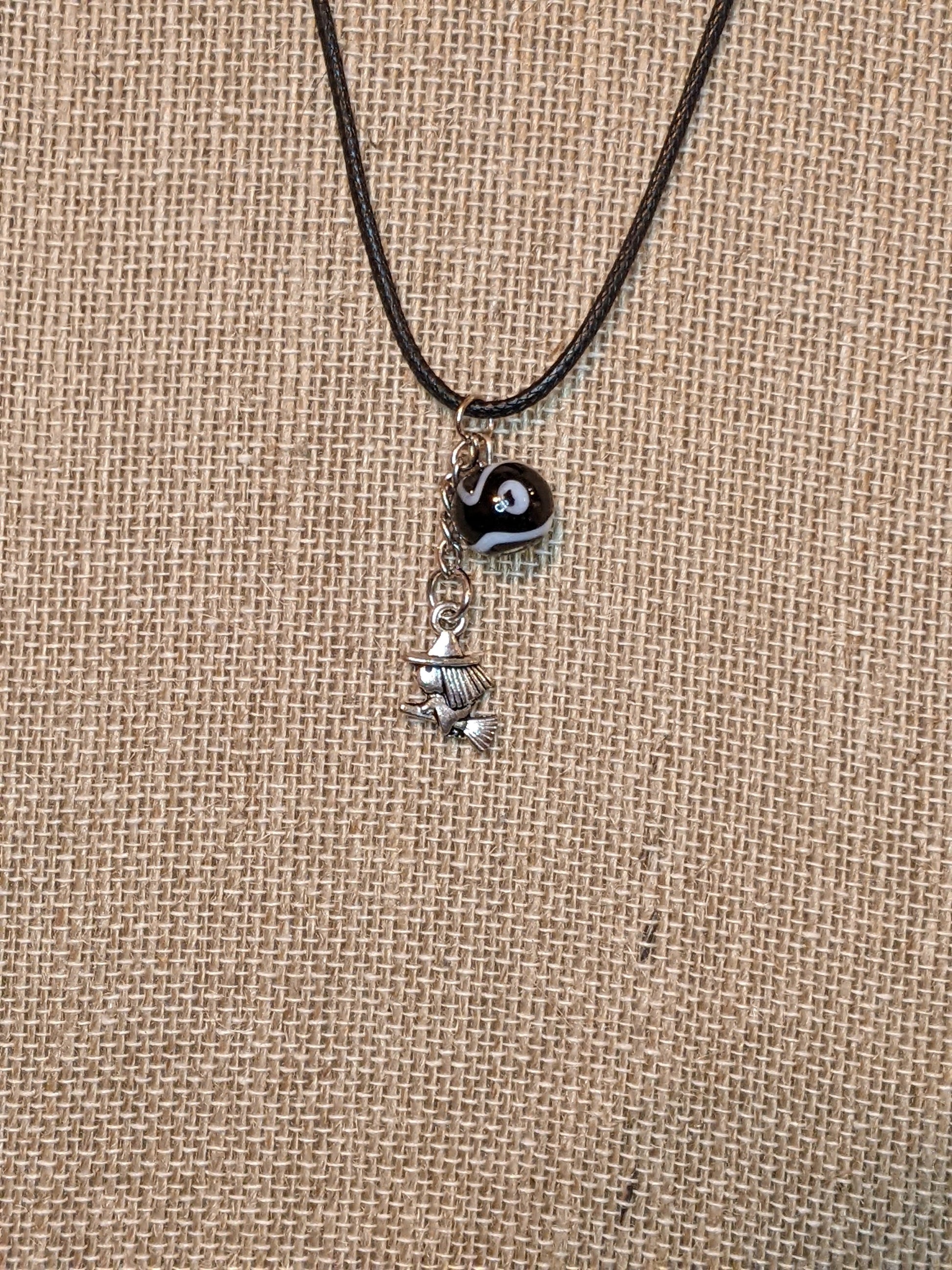 Adorable Witch on a Broom Pendant Pendants Dragon & Wolf Designs   