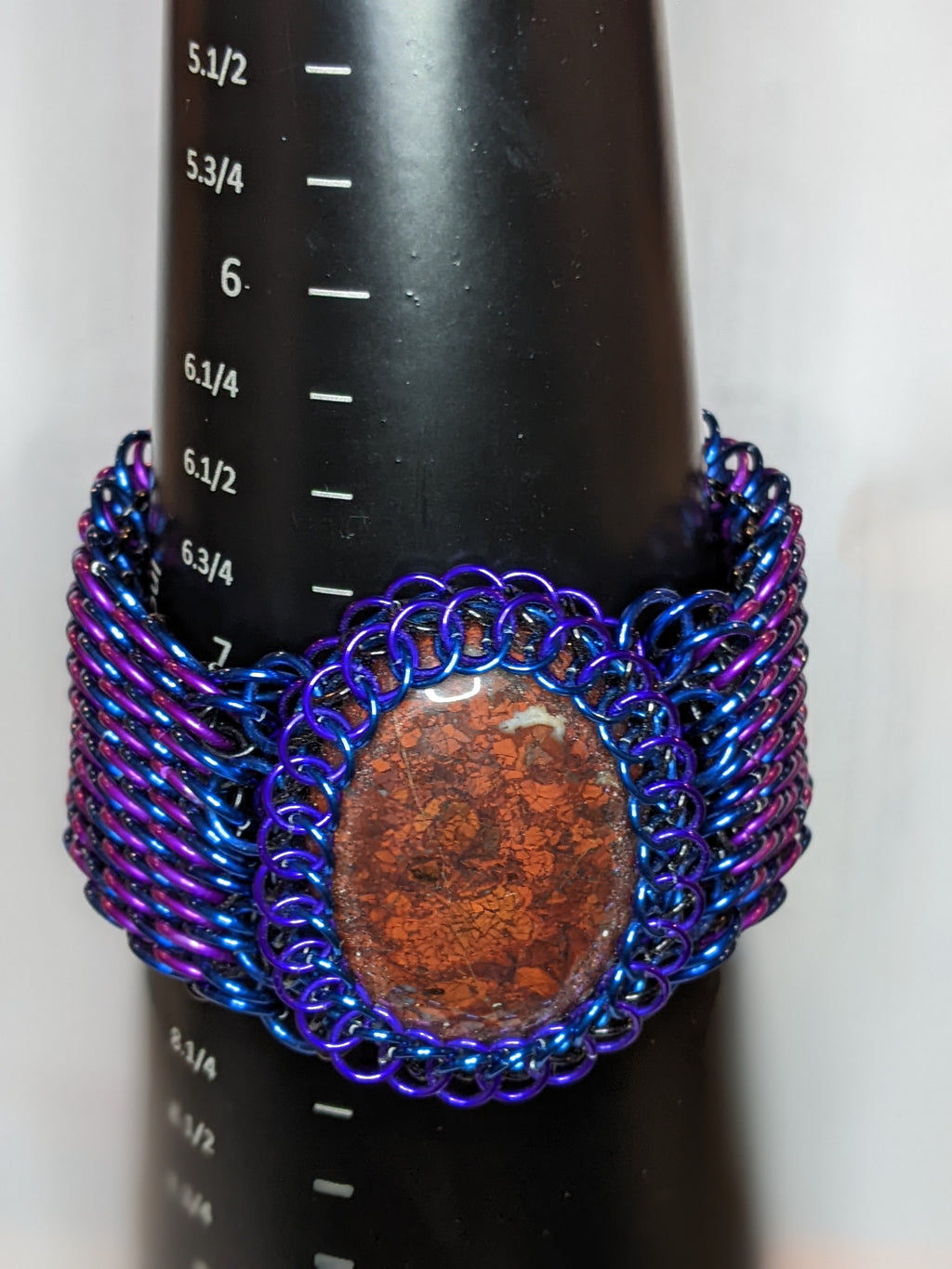 Dragonscale Chainmail Bracelet with Jasper Cabochon Bracelets Dragon & Wolf Designs   