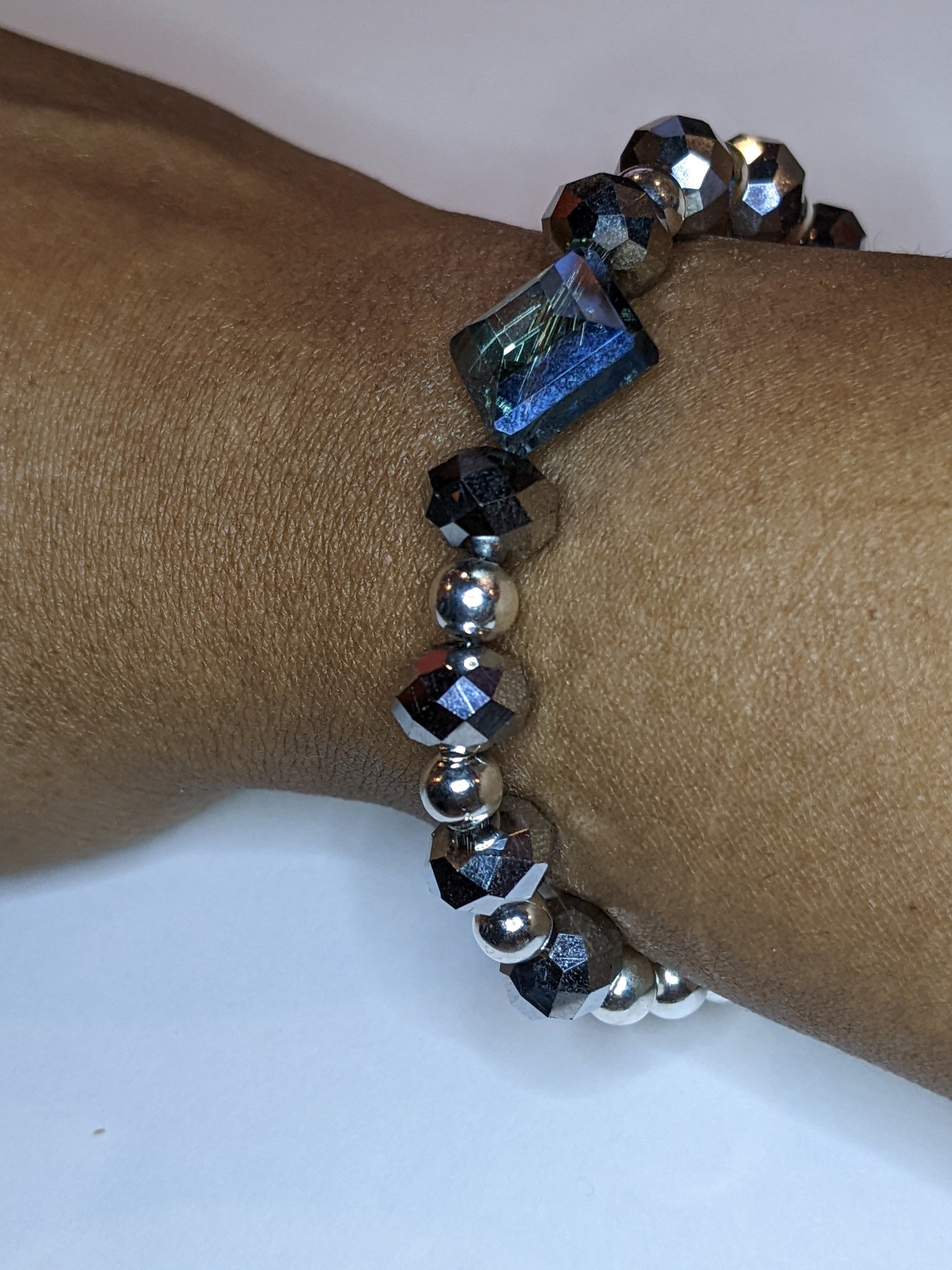 Sparkling Silver Beaded Bracelets Dragon & Wolf Designs   