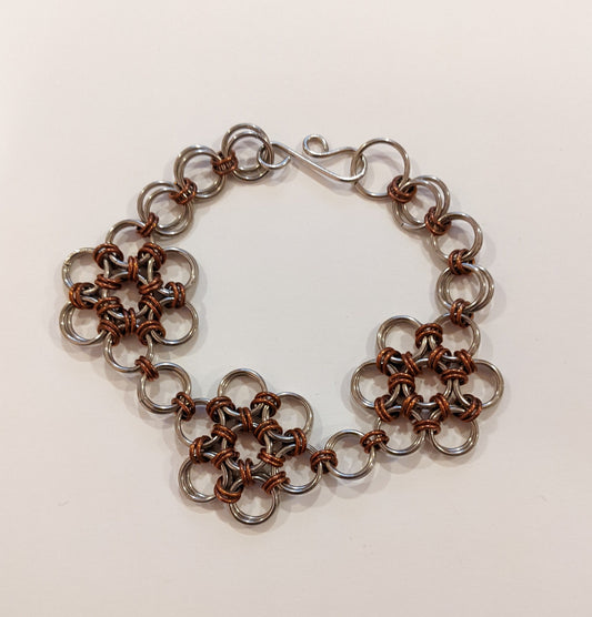 Japanese Flower Bracelet Chainmail Bracelets Dragon & Wolf Designs   