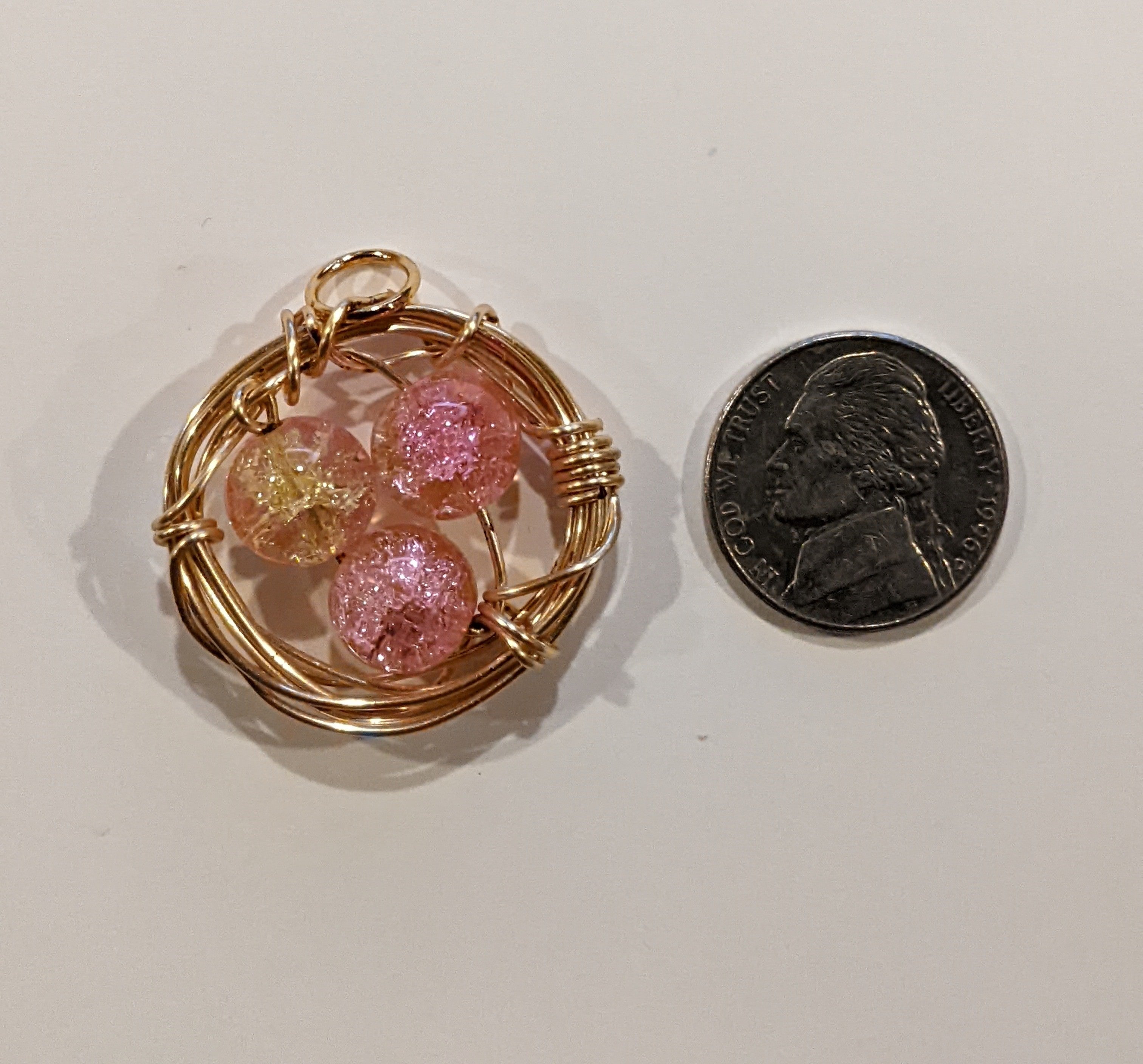 Bird's Nest Pendants Beaded Pendants Dragon & Wolf Designs Large 3 Egg  