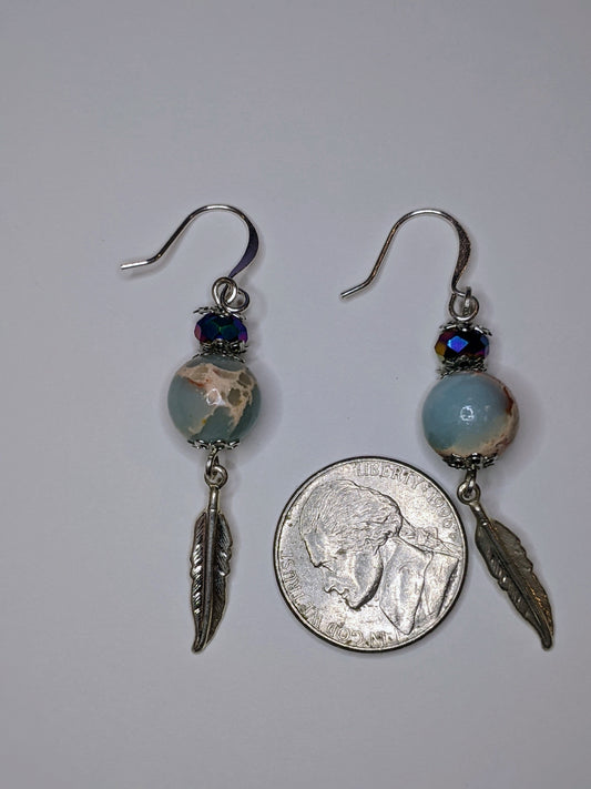 Feathered Beauty Beaded Earrings Dragon & Wolf Designs   