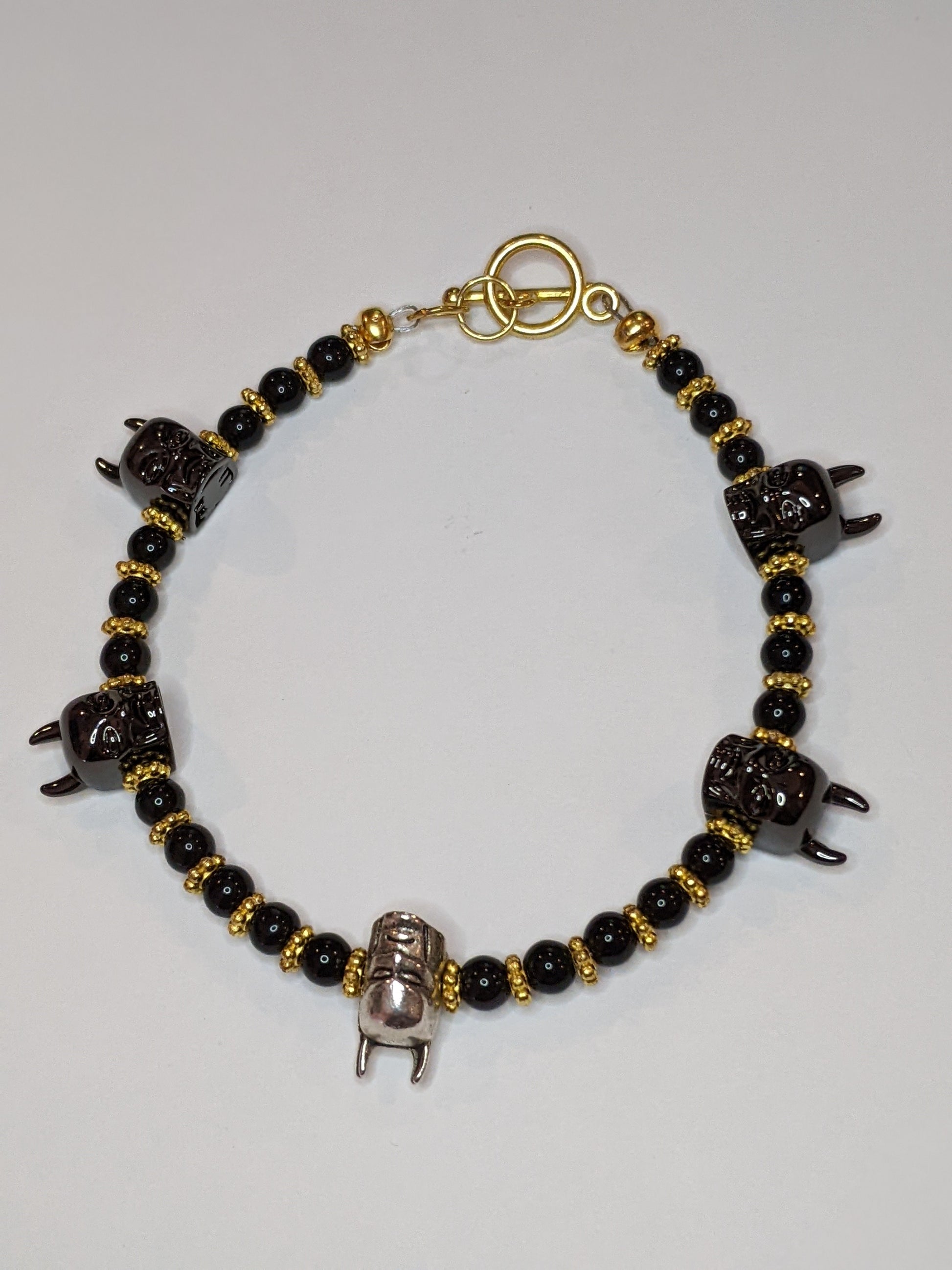 Silver Tone Bat Focal Bracelet Fantasy/SciFi Jewelry Dragon & Wolf Designs   