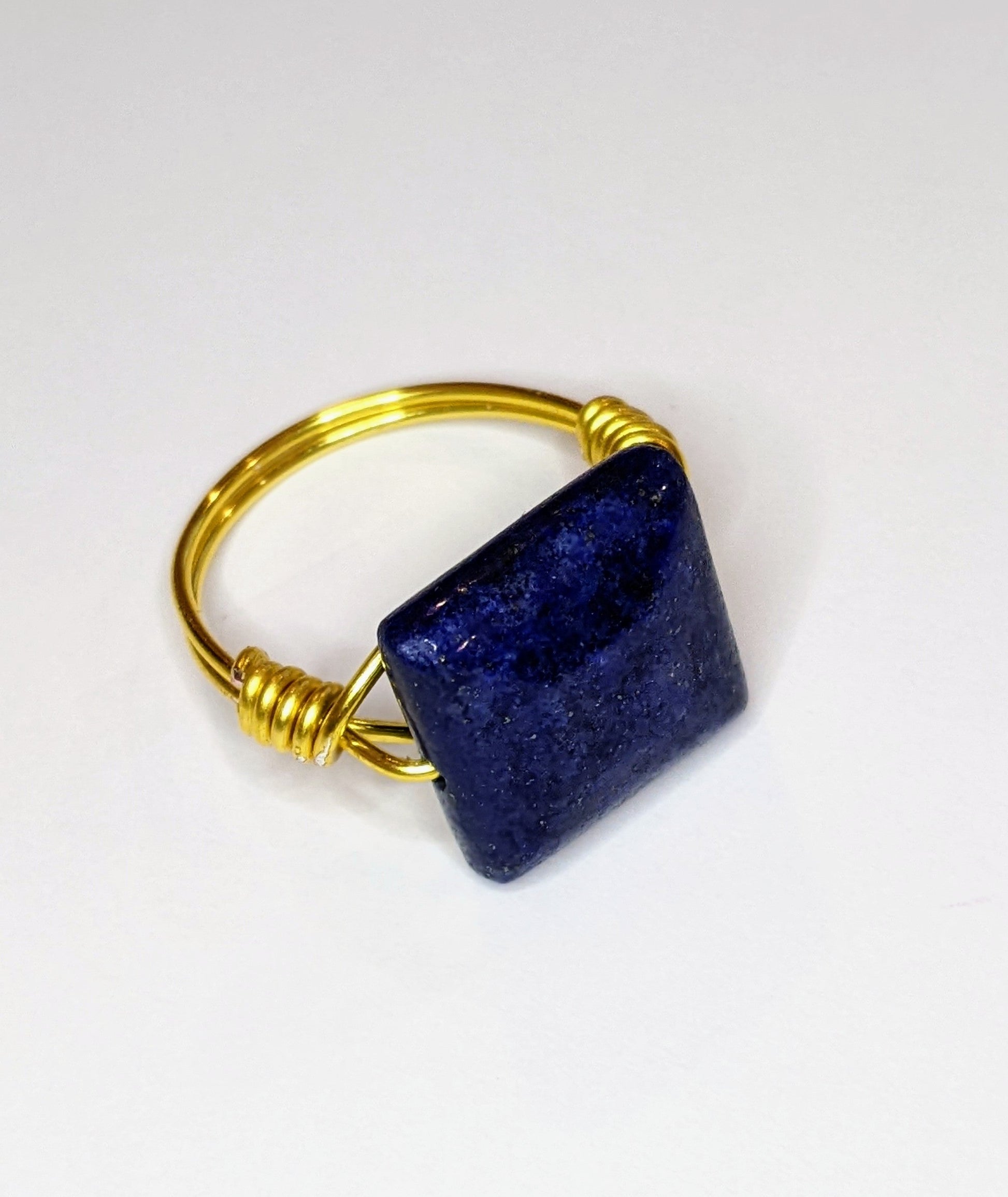 Lapis Lazuli Wire Wrapped Ring Wire Wrapped Rings Dragon & Wolf Designs   