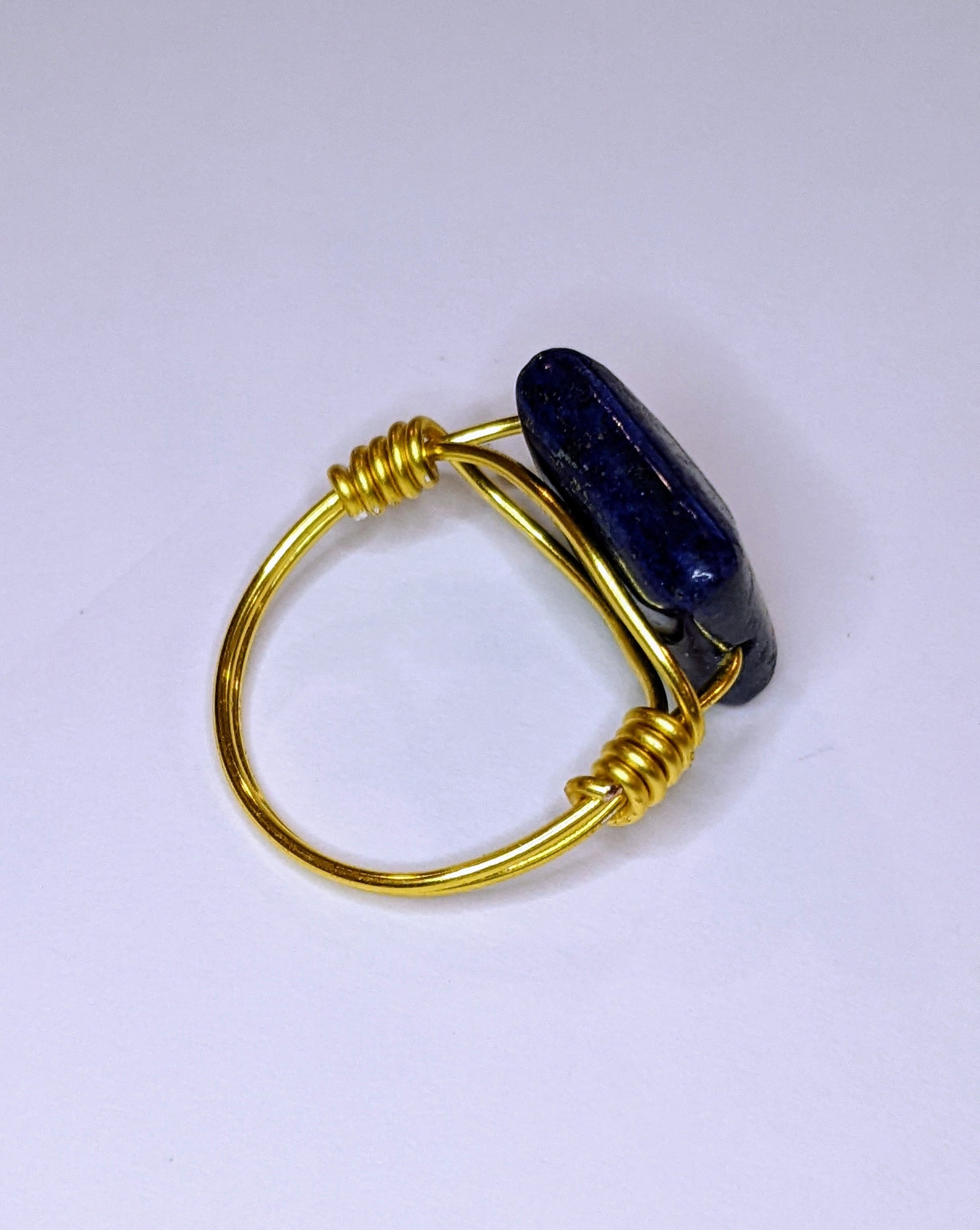 Lapis Lazuli Wire Wrapped Ring Wire Wrapped Rings Dragon & Wolf Designs   