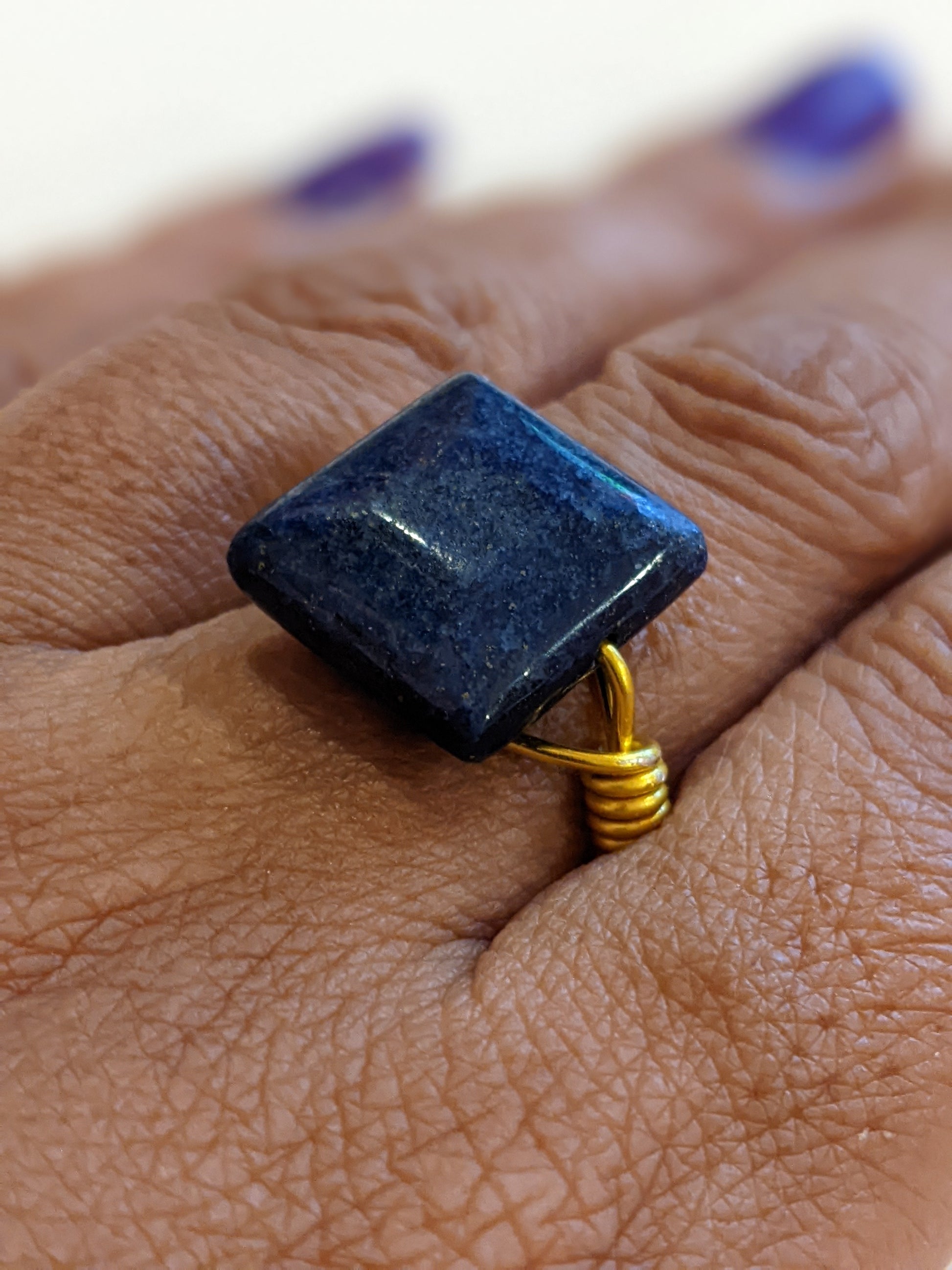 Lapis Lazuli Wire Wrapped Ring Wire Wrapped Rings Dragon & Wolf Designs   