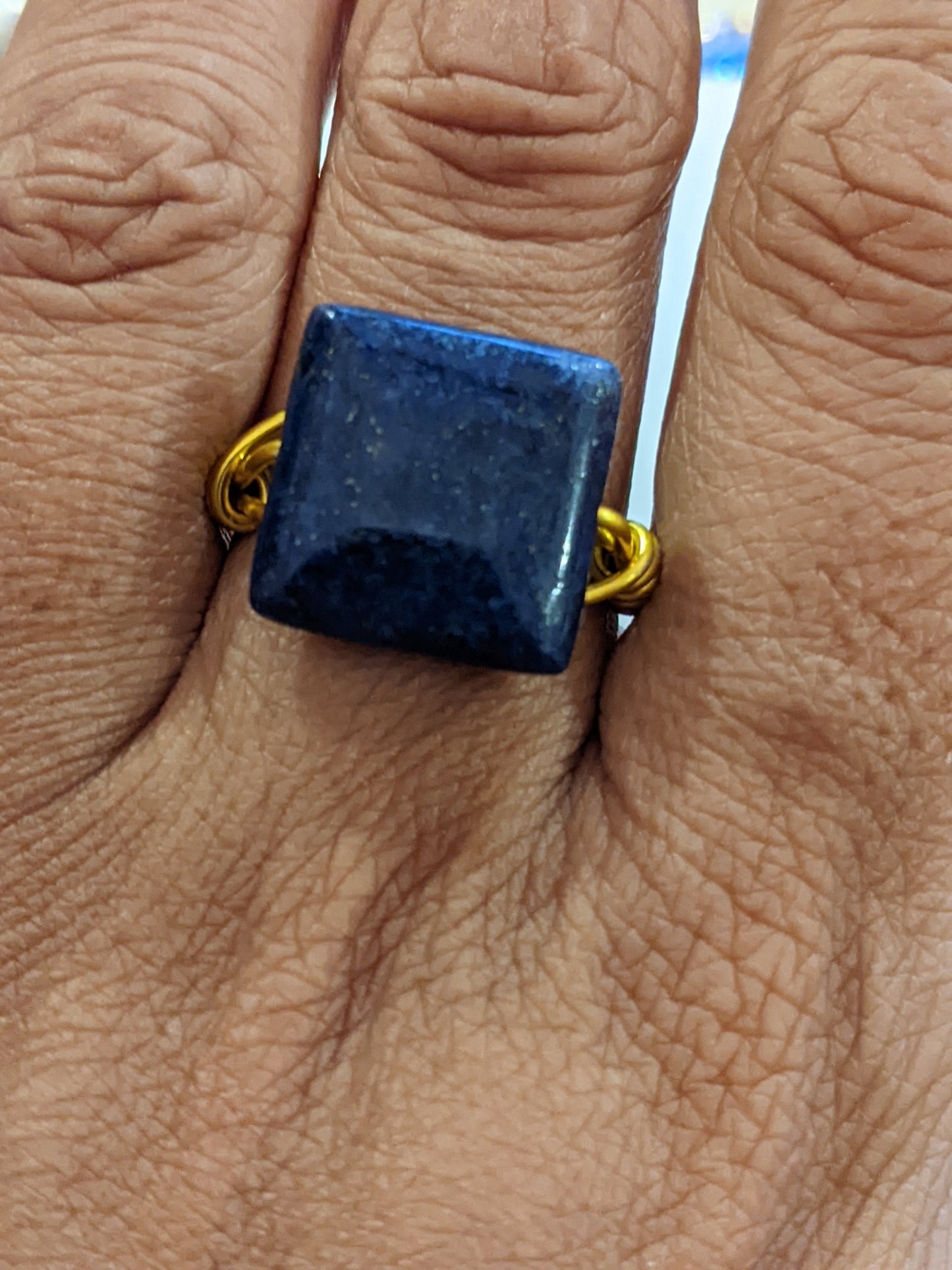 Lapis Lazuli Wire Wrapped Ring Wire Wrapped Rings Dragon & Wolf Designs   