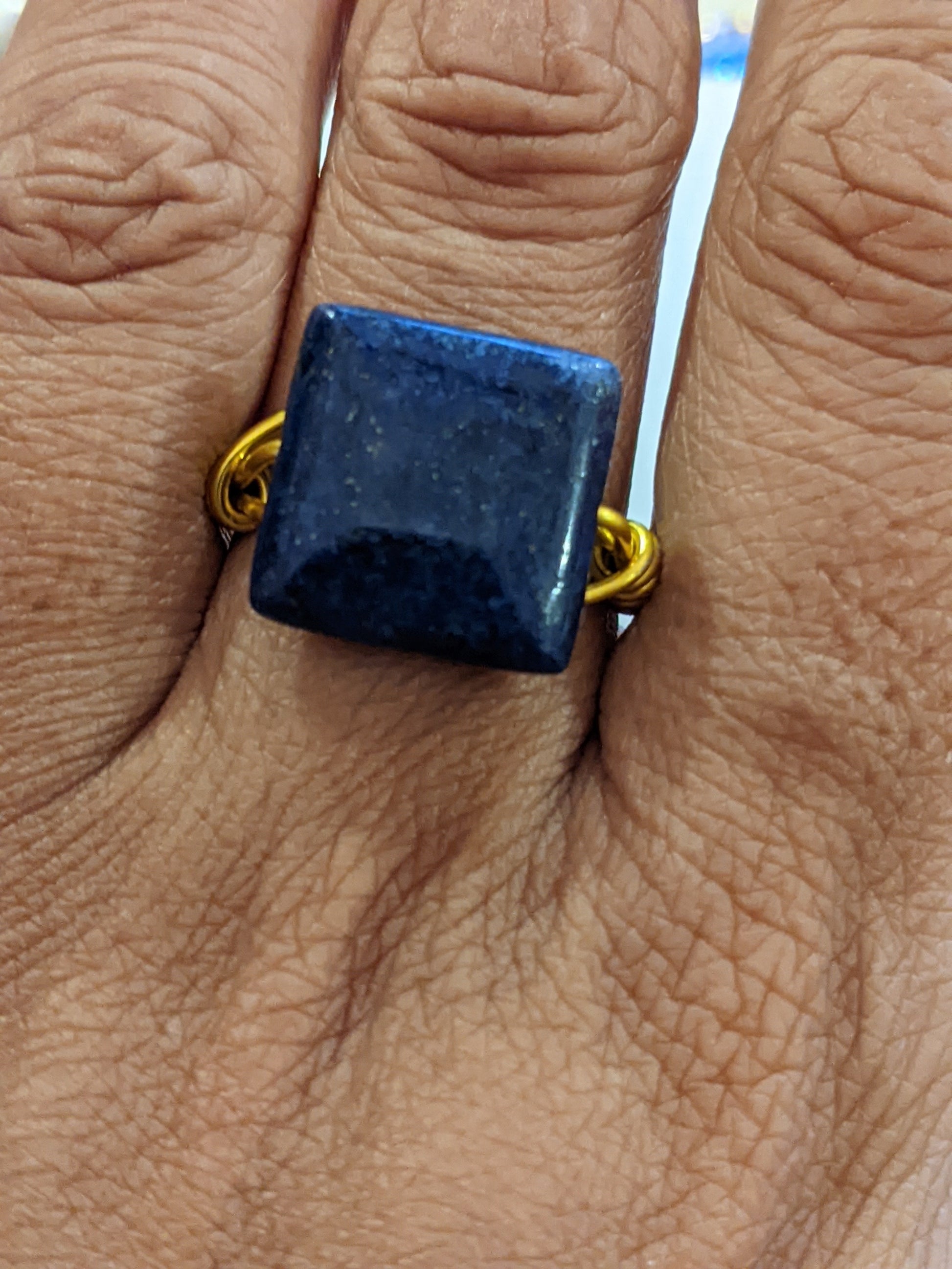 Lapis Lazuli Wire Wrapped Ring Wire Wrapped Rings Dragon & Wolf Designs   