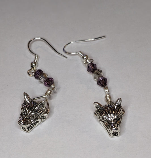 Wolf Head Dangle Earrings