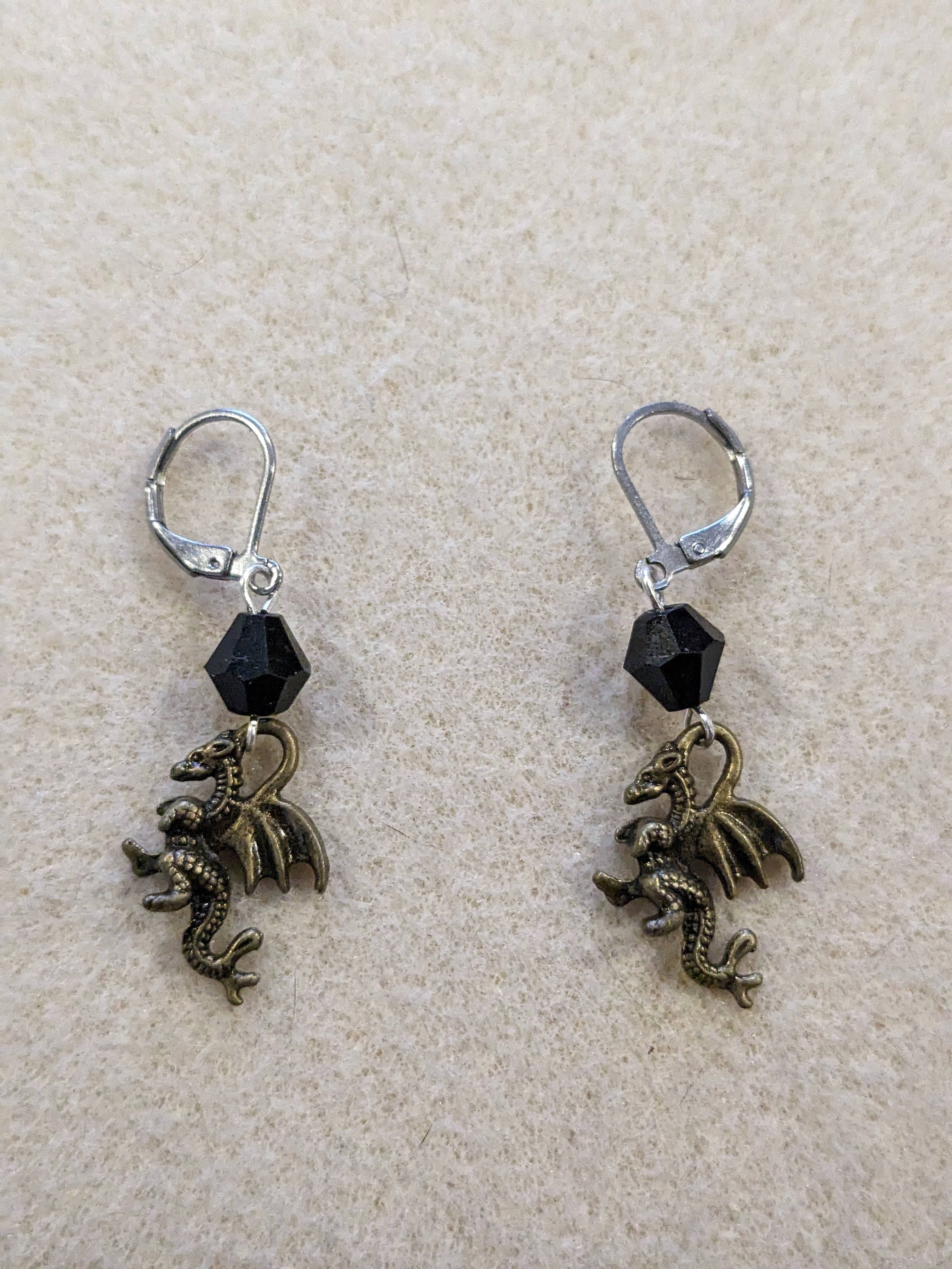 Bronze Dragon Beaded Earrings