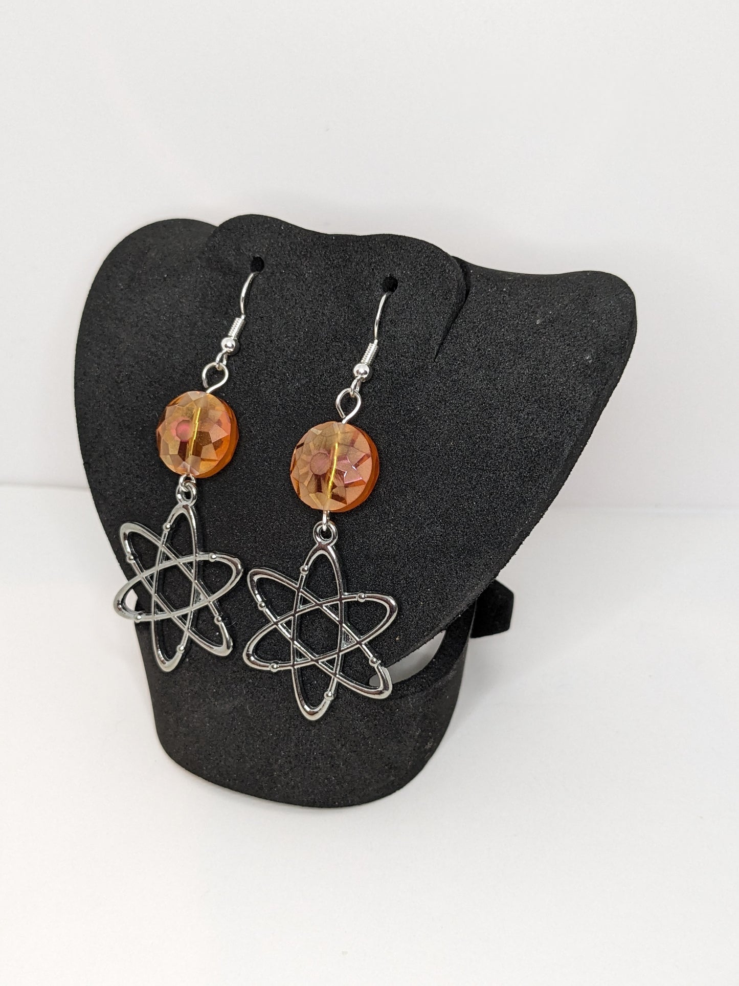 Atomic symbol dangle earrings