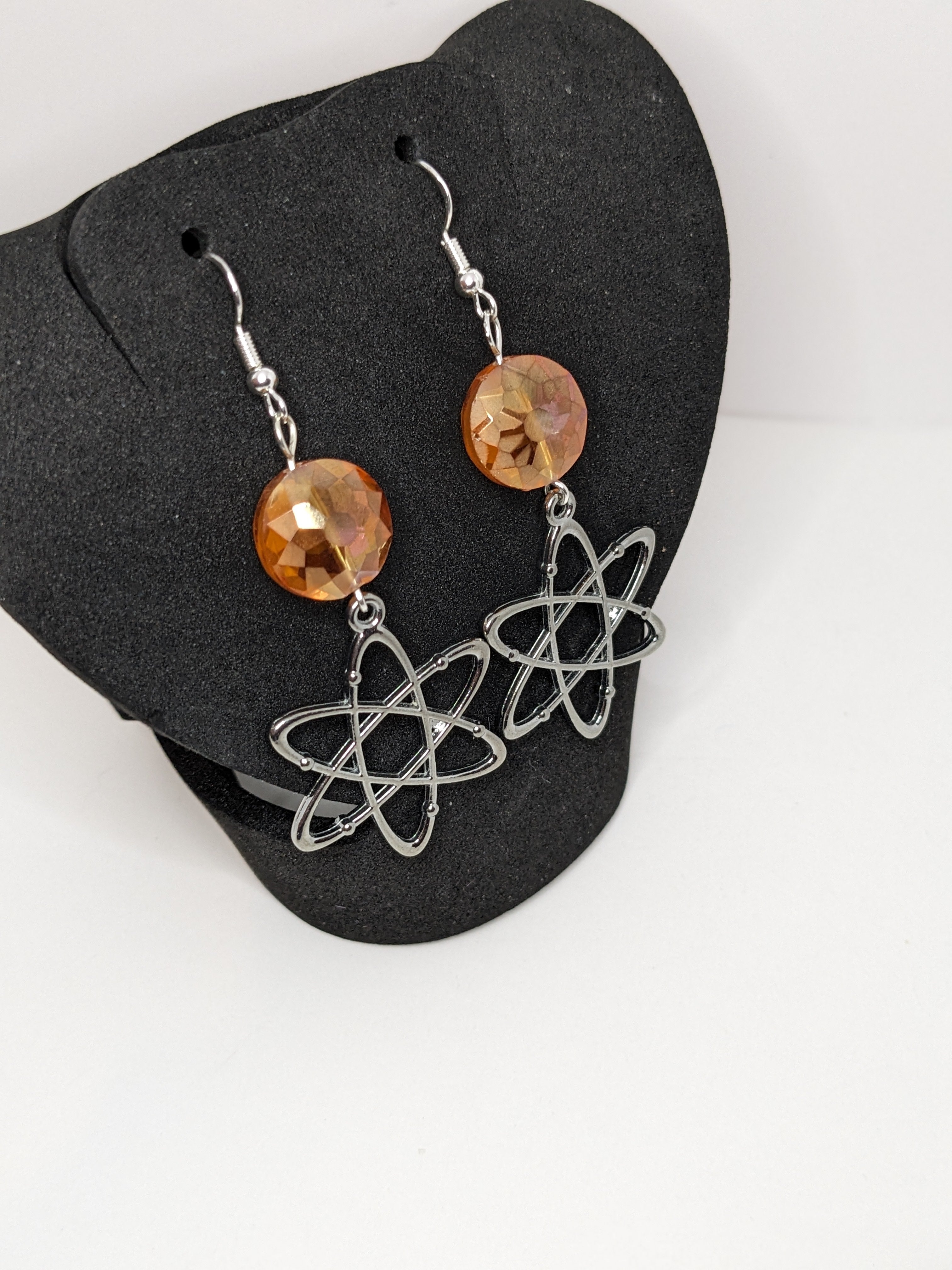 Atomic symbol dangle earrings