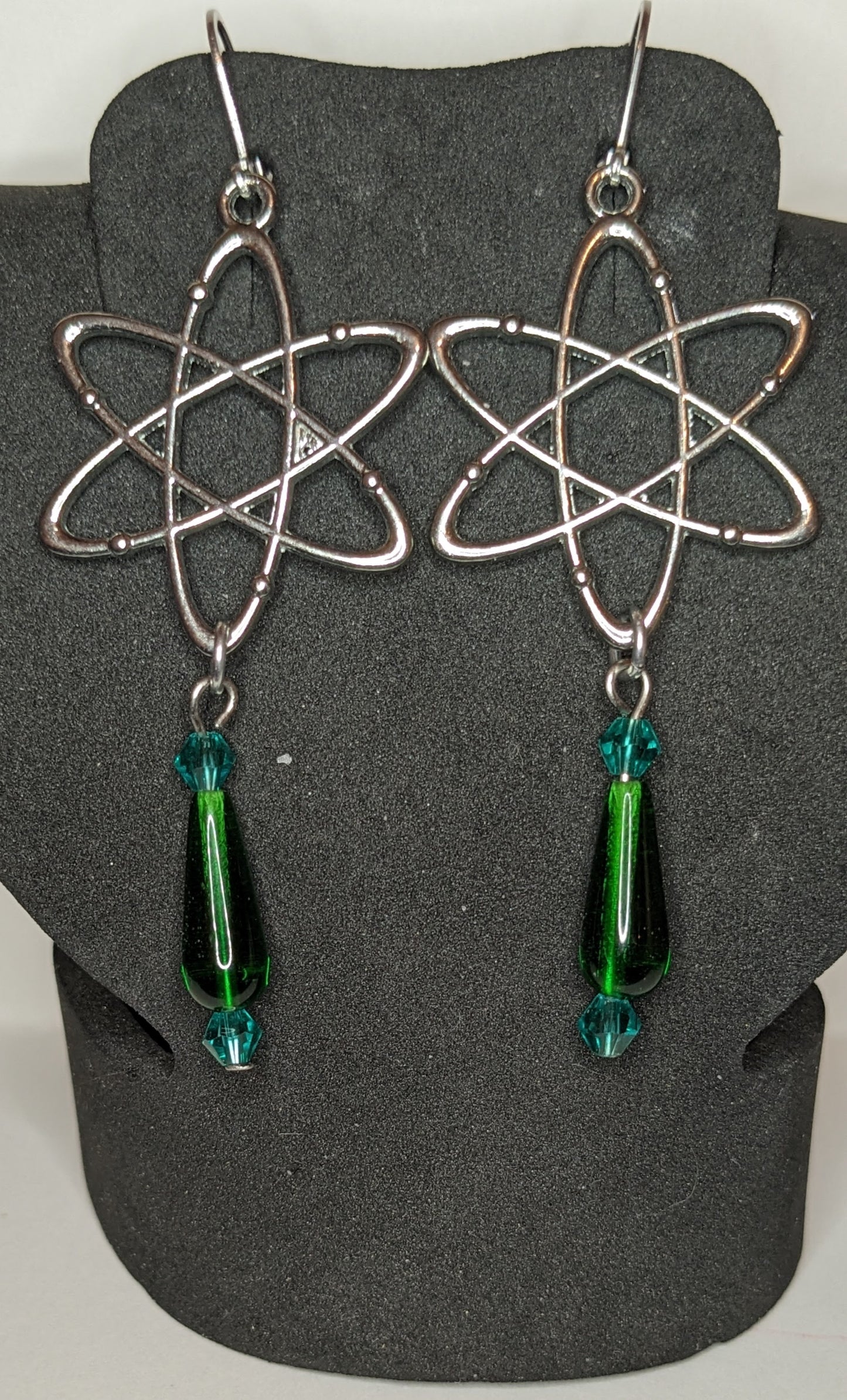 Atomic symbol dangle earrings
