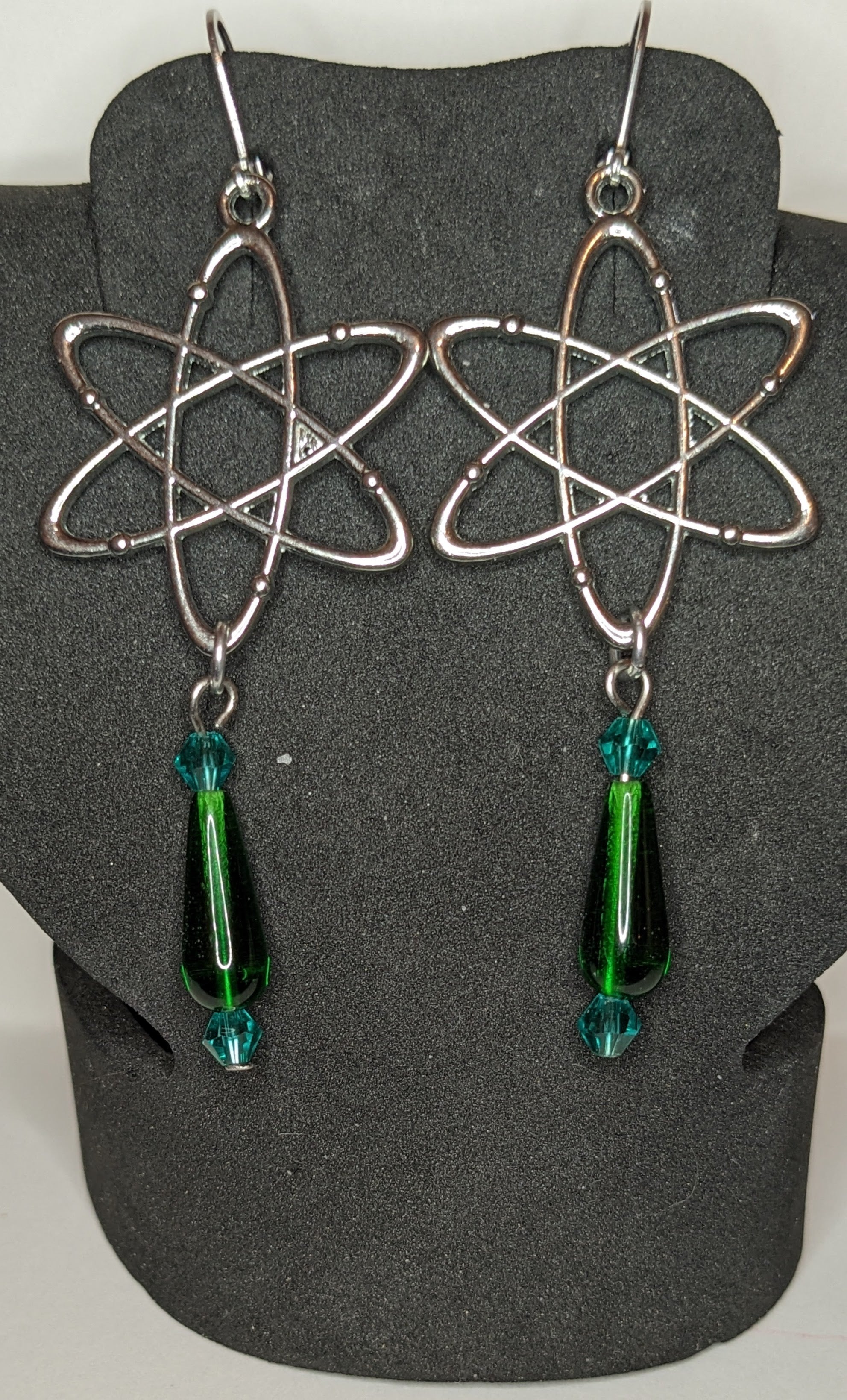 Atomic symbol dangle earrings