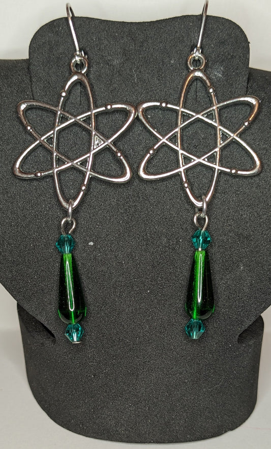 Atomic symbol dangle earrings