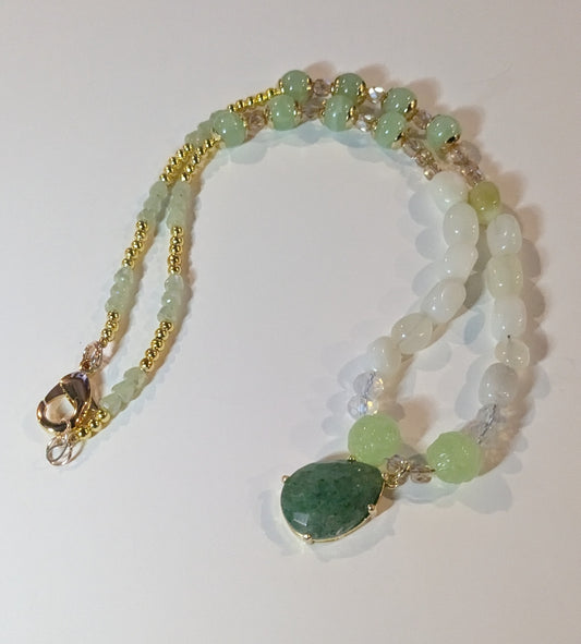 Green Gemstone Beaded Necklace