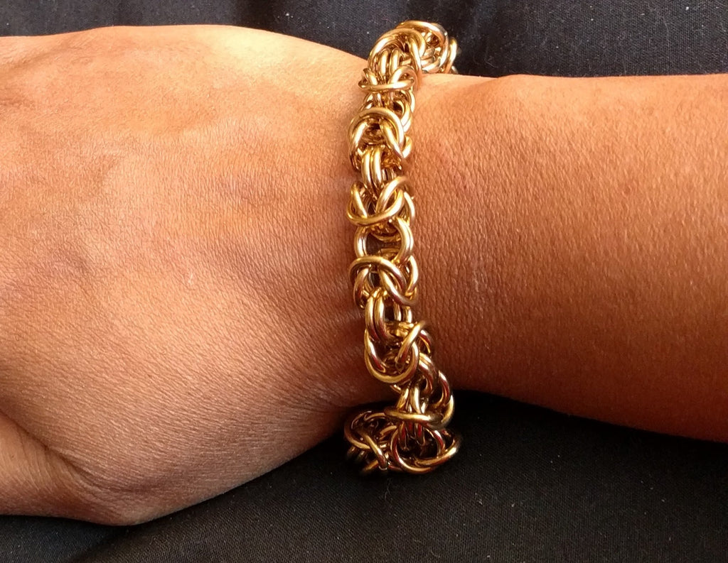 Brass Byzantine Weave Chainmail Bracelets Chainmail Bracelets Dragon & Wolf Designs   