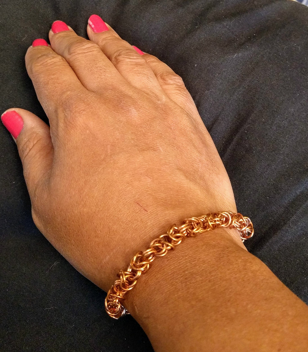 Bold Bright Copper Byzantine Chainmail Bracelets Chainmail Bracelets Dragon & Wolf Designs   