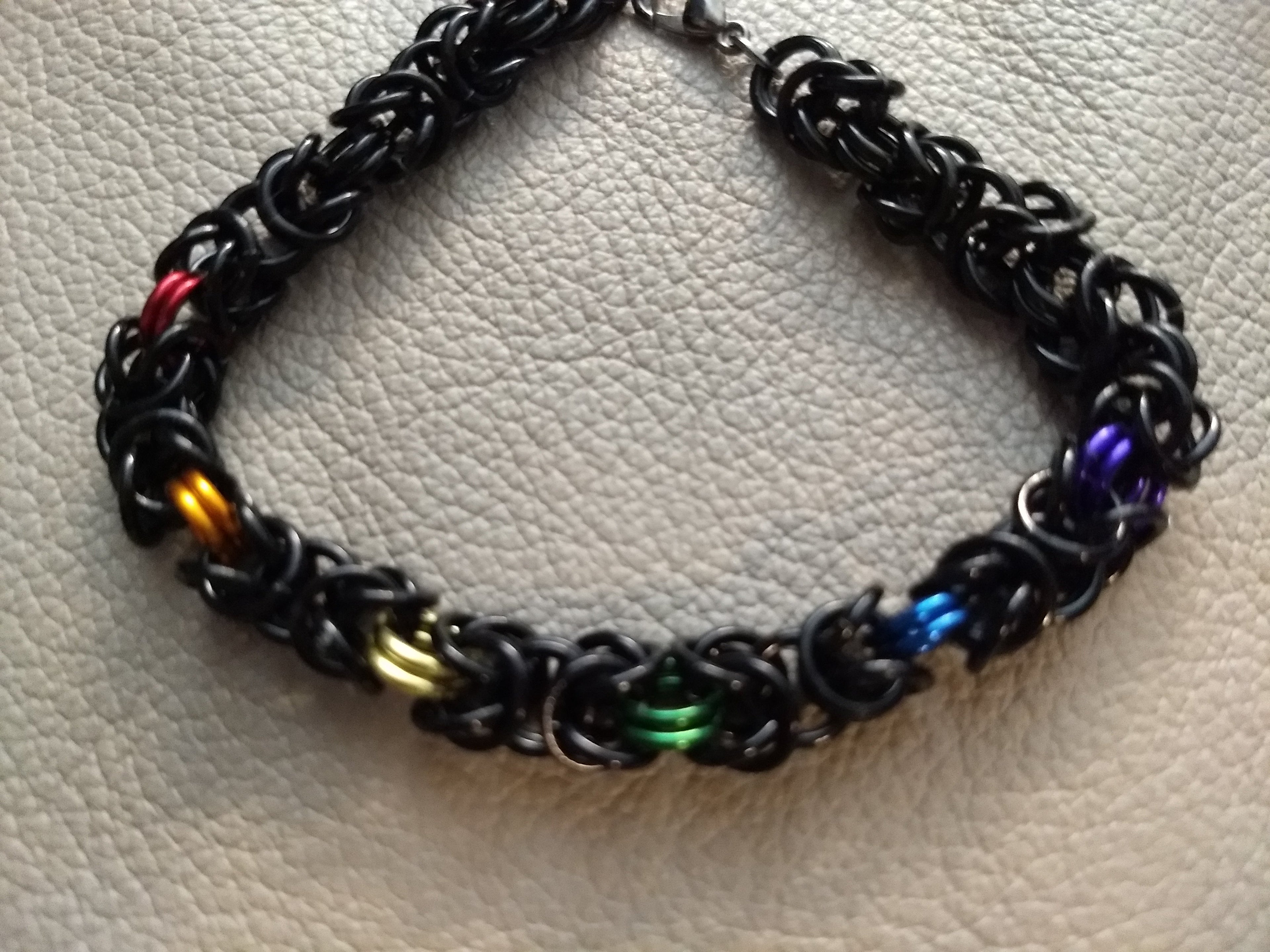 Byzantine Chainmail Pride Bracelets Chainmail Bracelets Dragon & Wolf Designs   